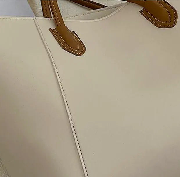 シックコンビネーショントートバッグの生地拡大画像