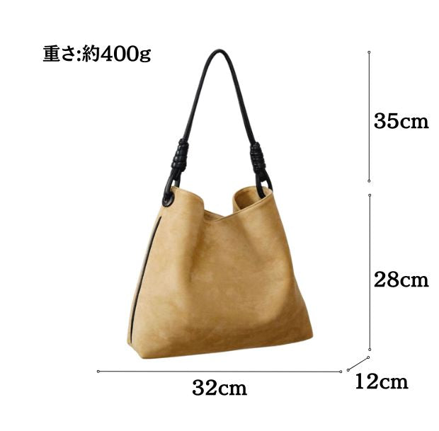 ノットハンドルベルベットトートバッグのサイズ表