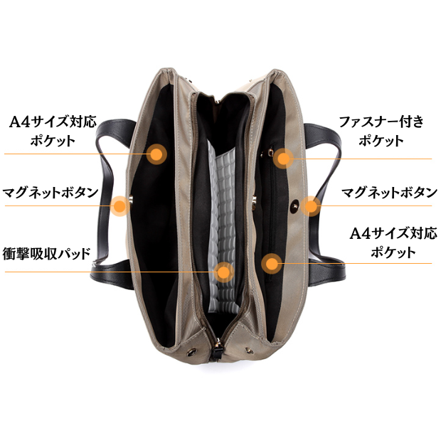 【PC衝撃吸収パッド付】ワーキーオックスフォードトートバッグ【全2色】